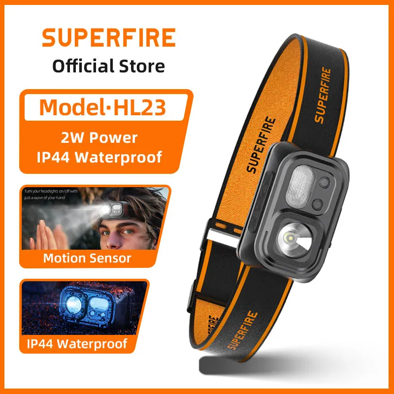 SUPERFIRE HL23 Leistungsstarke LED-Stirnlampe Handfreie Induktions-Kopflampe Typ-C Wiederaufladbare Mini-Kopftaschenlampe Camping-Arbeitsleuchte Image