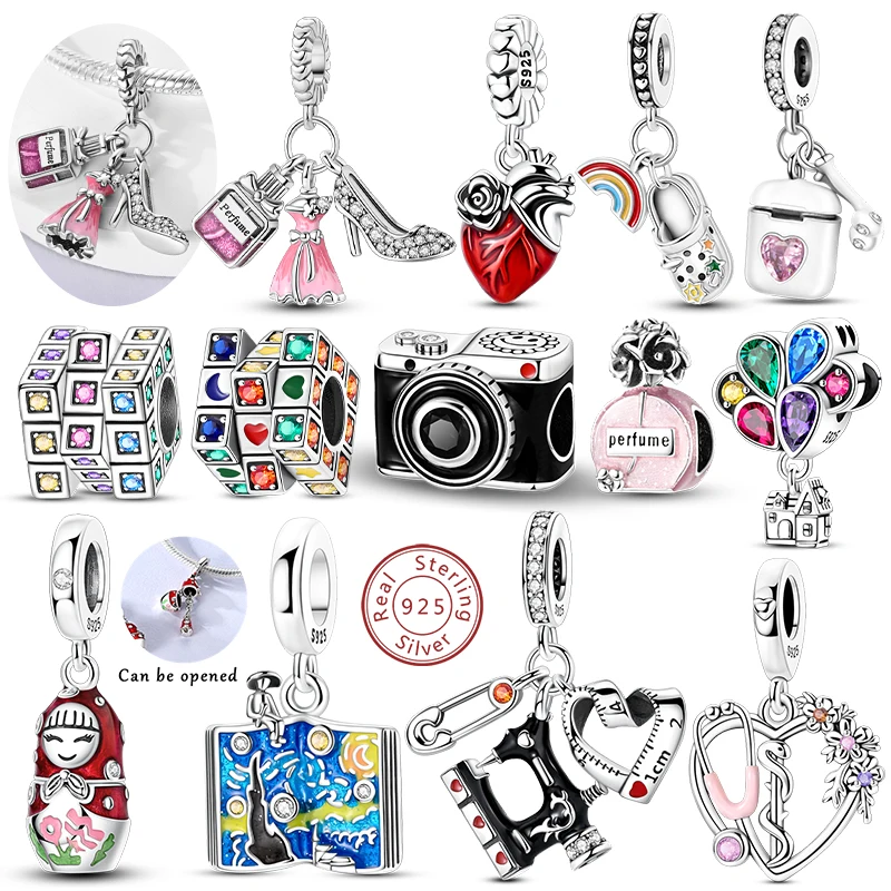 Heiße Verkäufe Original 925 Sterling Silber Charms Perle Ballett Schuhe Bogen Parfüm Kleid Anhänger Fit Armband Armreif Frau Schmuck Geschenk