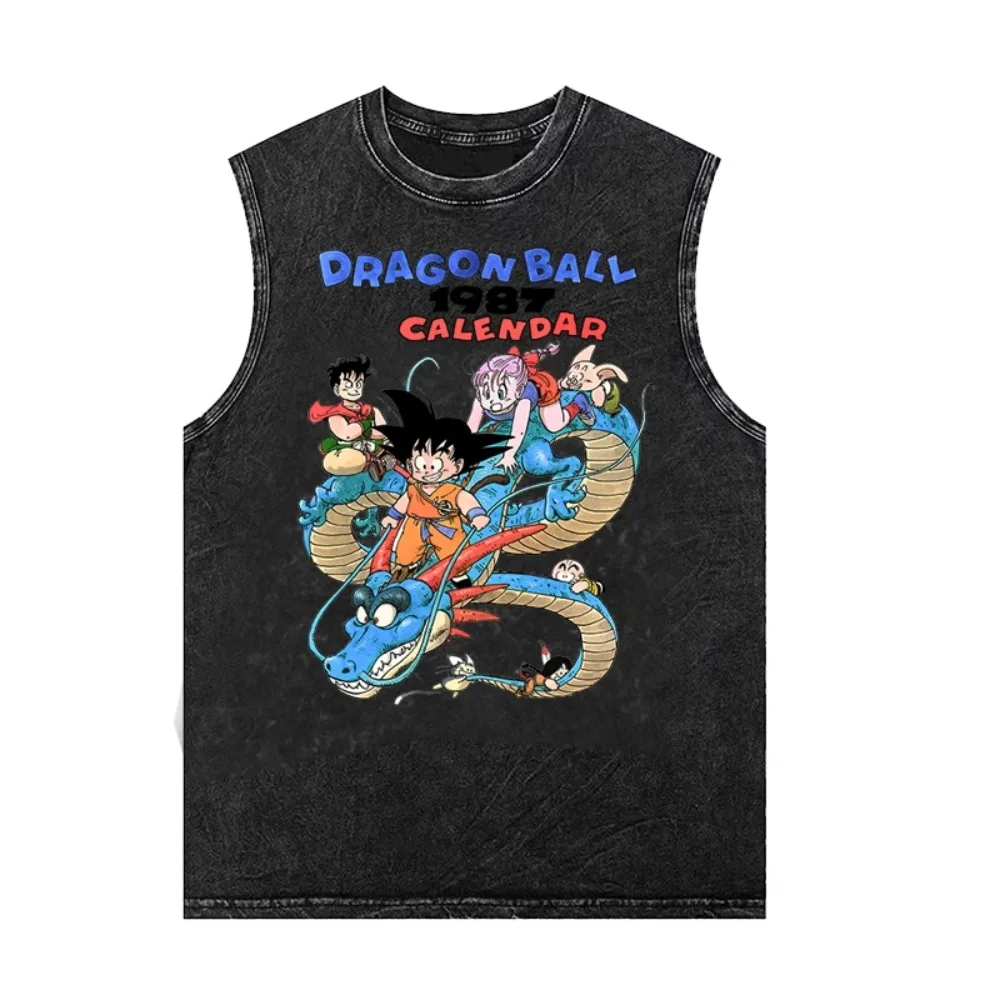 Neue 2025 Dragon Ball Anime Print Weste Gym T Shirt Mann Ärmelloses Shirt Y2k Kleidung Vintage Gewaschen Übergroßen Frau Tank tops Image