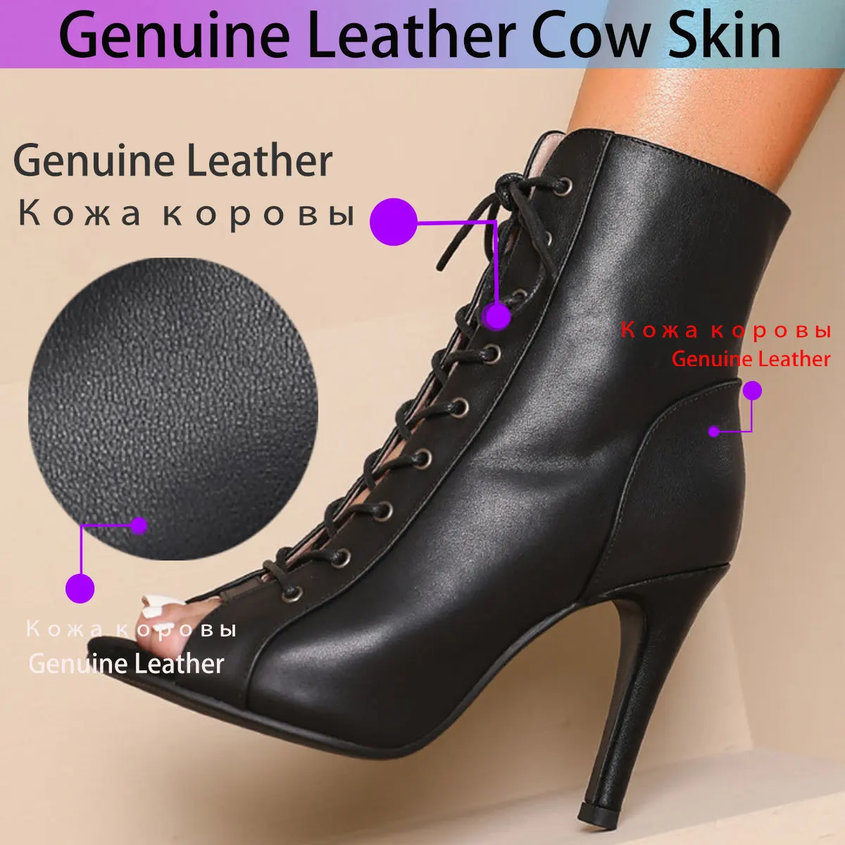 Echtes Leder 2023 Neue Sexy Frauen Schwarz High Heels Party Stilettos Jazz Dance Damen Schuhe Latin Tanzen Straße Sexy Stiletto
