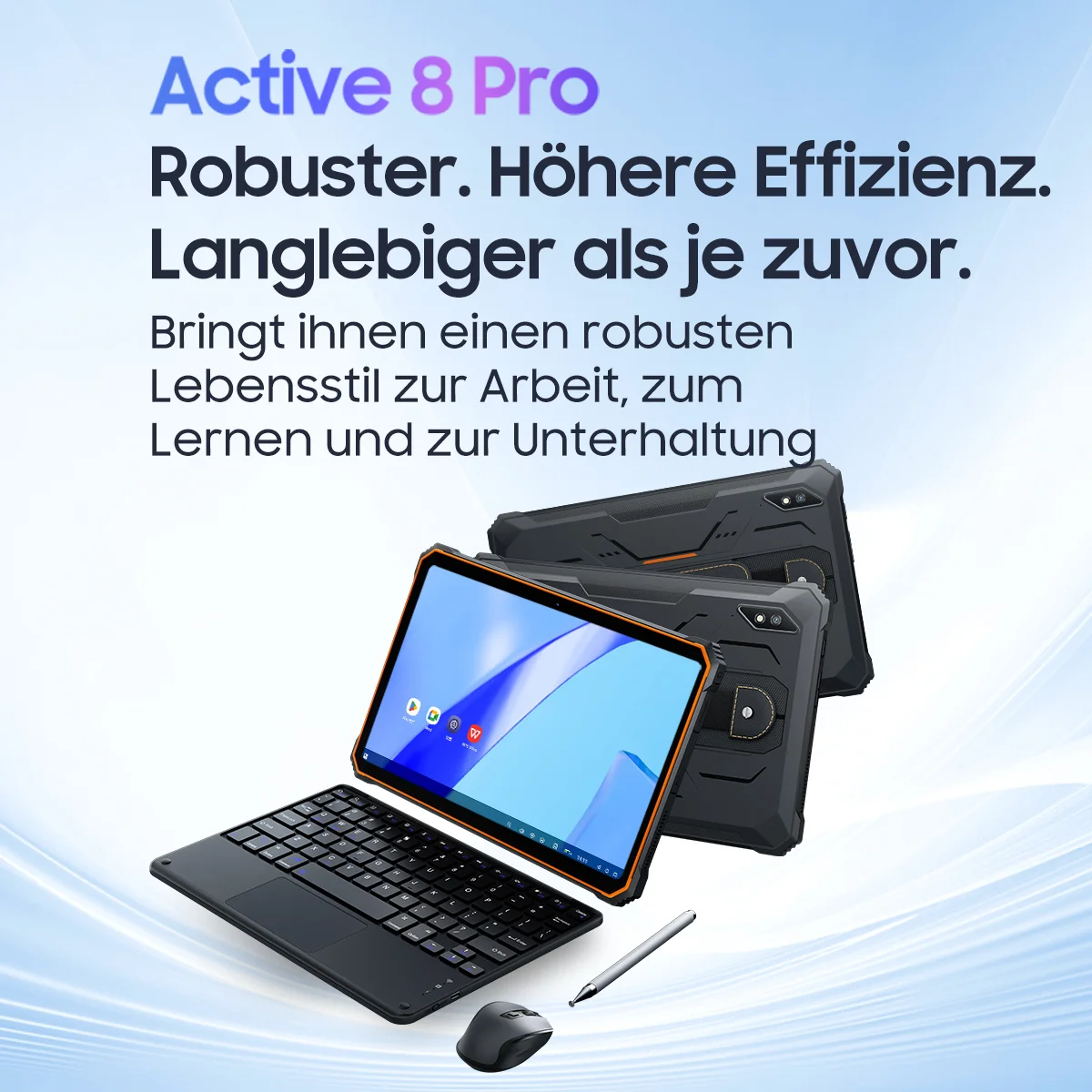 Blackview Active 8 Pro Outdoor-Tablet Android 14, MTK G99 8 GB + 256 GB Tablet 10,4 Zoll FHD+, 22000 mAh Robuster Tablet-PC, 48 MP Image
