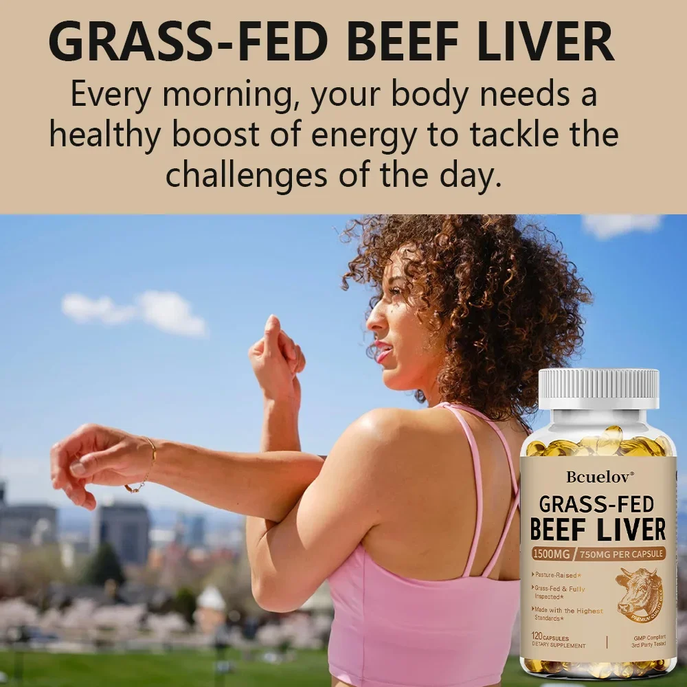 Grass-fed Beef Liver Capsules - Supports Energy Production, Detoxification, Digestion, and Immune Health, Promotes Brain Health