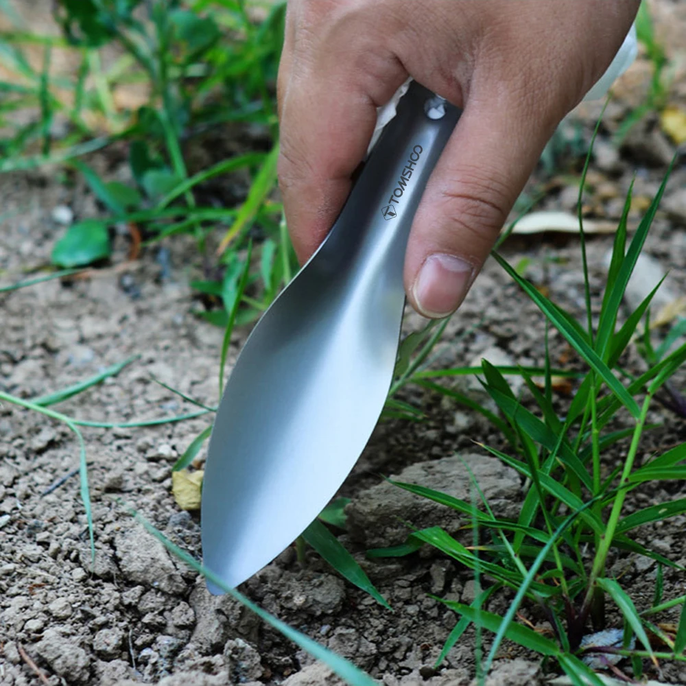 Camping Shovel TOMSHOO Titanium Garden Hand Shovel Outdoor Camping Hiking Backpacking Trowel Titanium Hand Shovel Digging Shovel