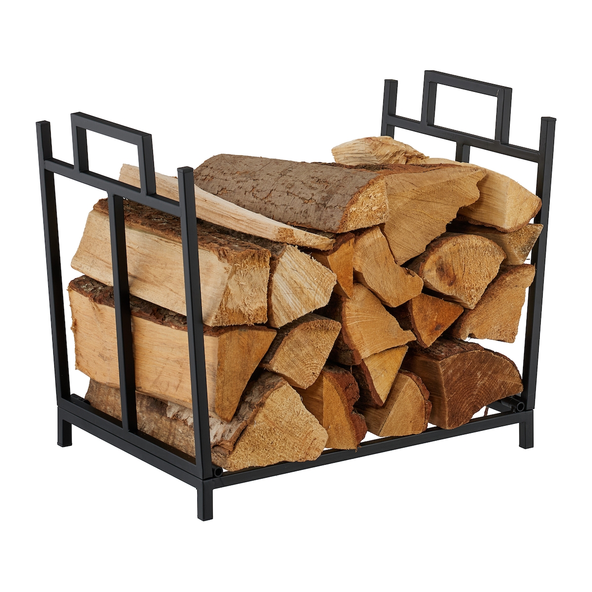 Relaxdays Kaminholzregal, Metall, HBT: 41x45x33 cm, Brennholzregal faltbar, Feuerholz, Stapelholz & Brennholz, schwarz Image