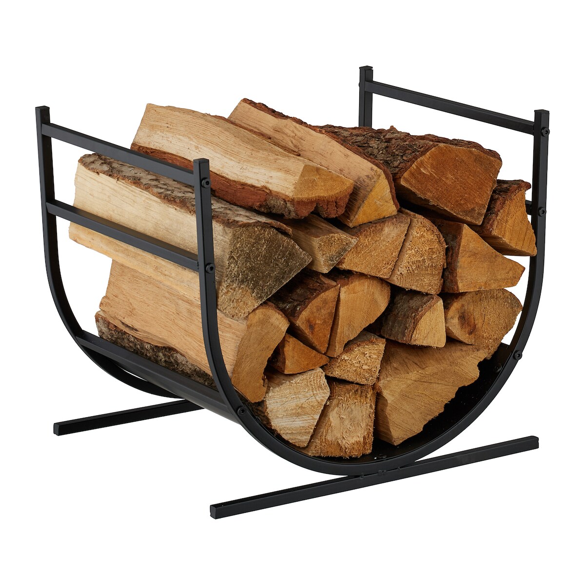 Relaxdays Kaminholzregal U-Form, Metall, HBT: 40x46x38 cm, Brennholzregal für Feuerholz, Stapelholz, Brennholz, schwarz Image
