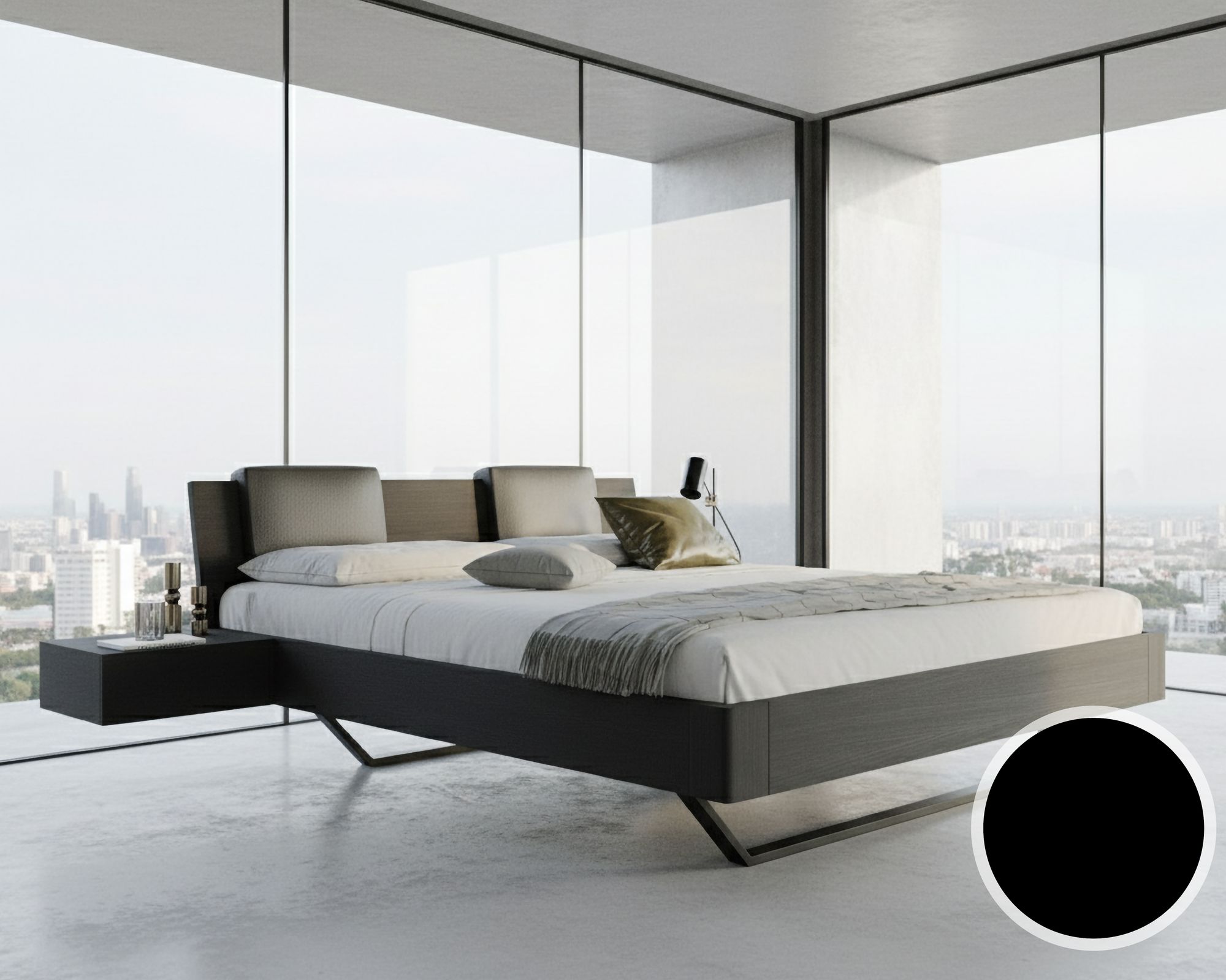 BlackWood »Dolce Vita IV BLACK-EDITION« Massivholzbett 140x200 cm / Wildeiche schwarz / mit Kissen 2er-Set Image