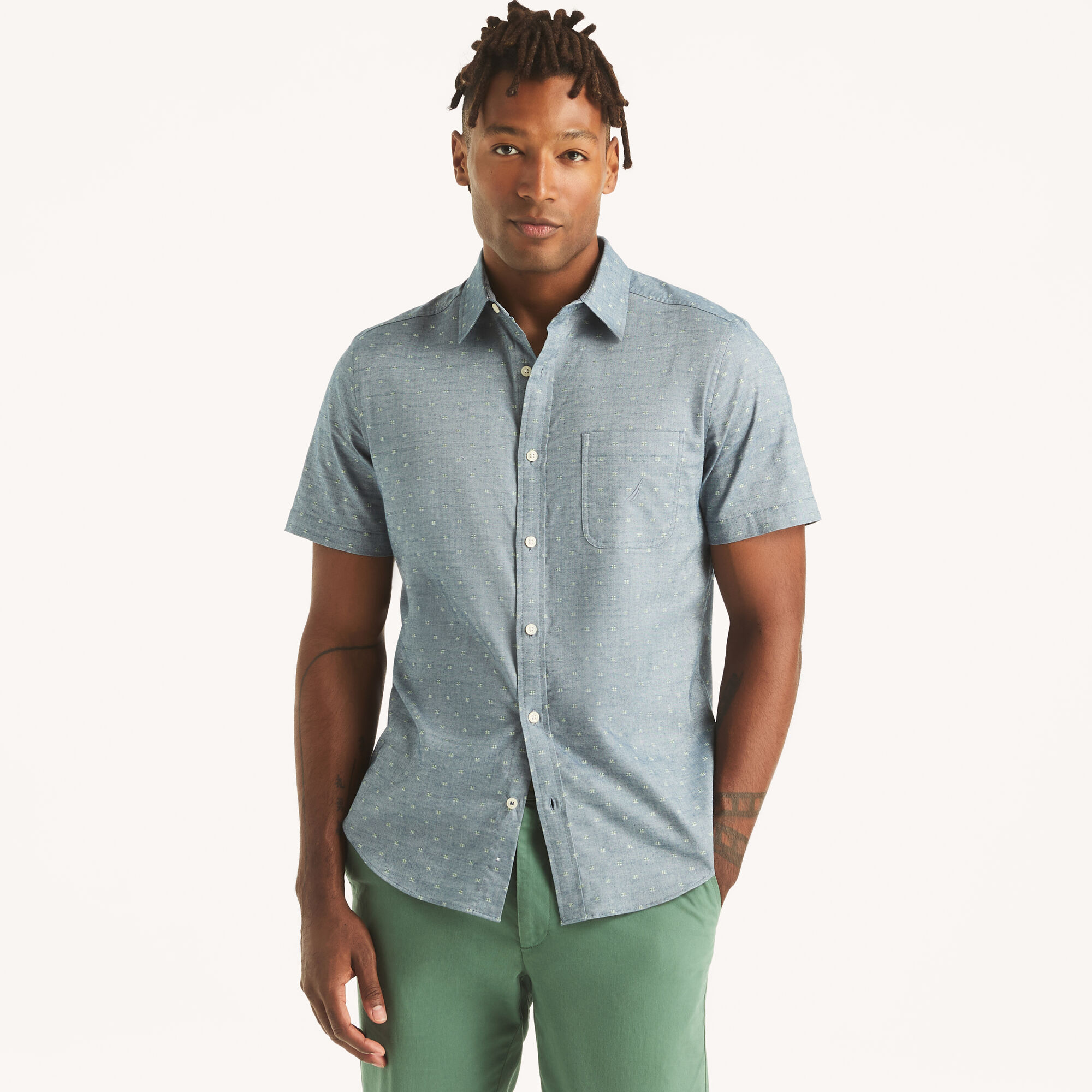 Nautica Men's Dobby Striped Short-Sleeve Shirt 996 (Lapis Blue), XXL