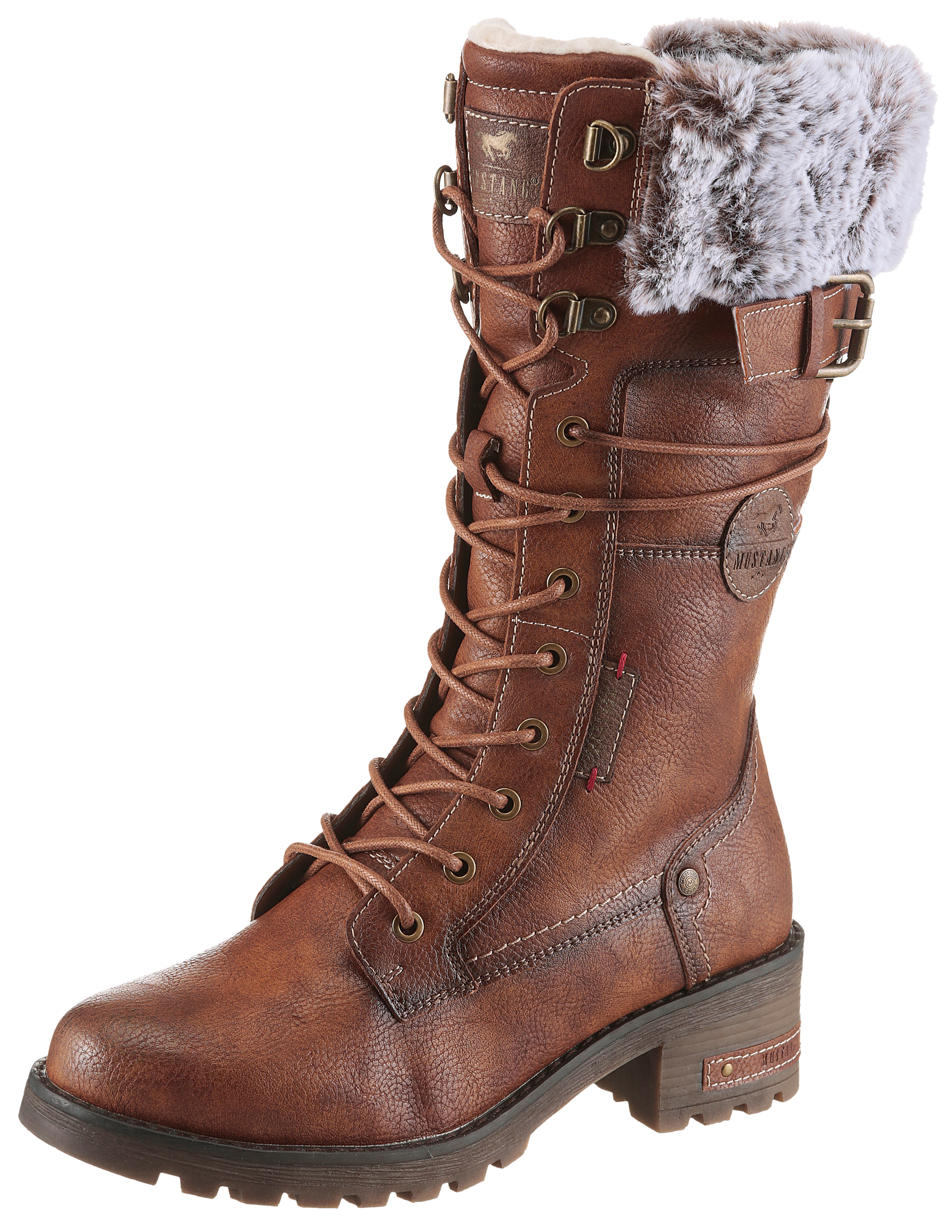 Winterstiefel MUSTANG SHOES "Haukea", Damen, Gr. 38, Normalschaft, braun, Lederimitat, Textil, Schuhe Winterstiefel, Snowboots, Winterstiefel mit TEX-Membrane