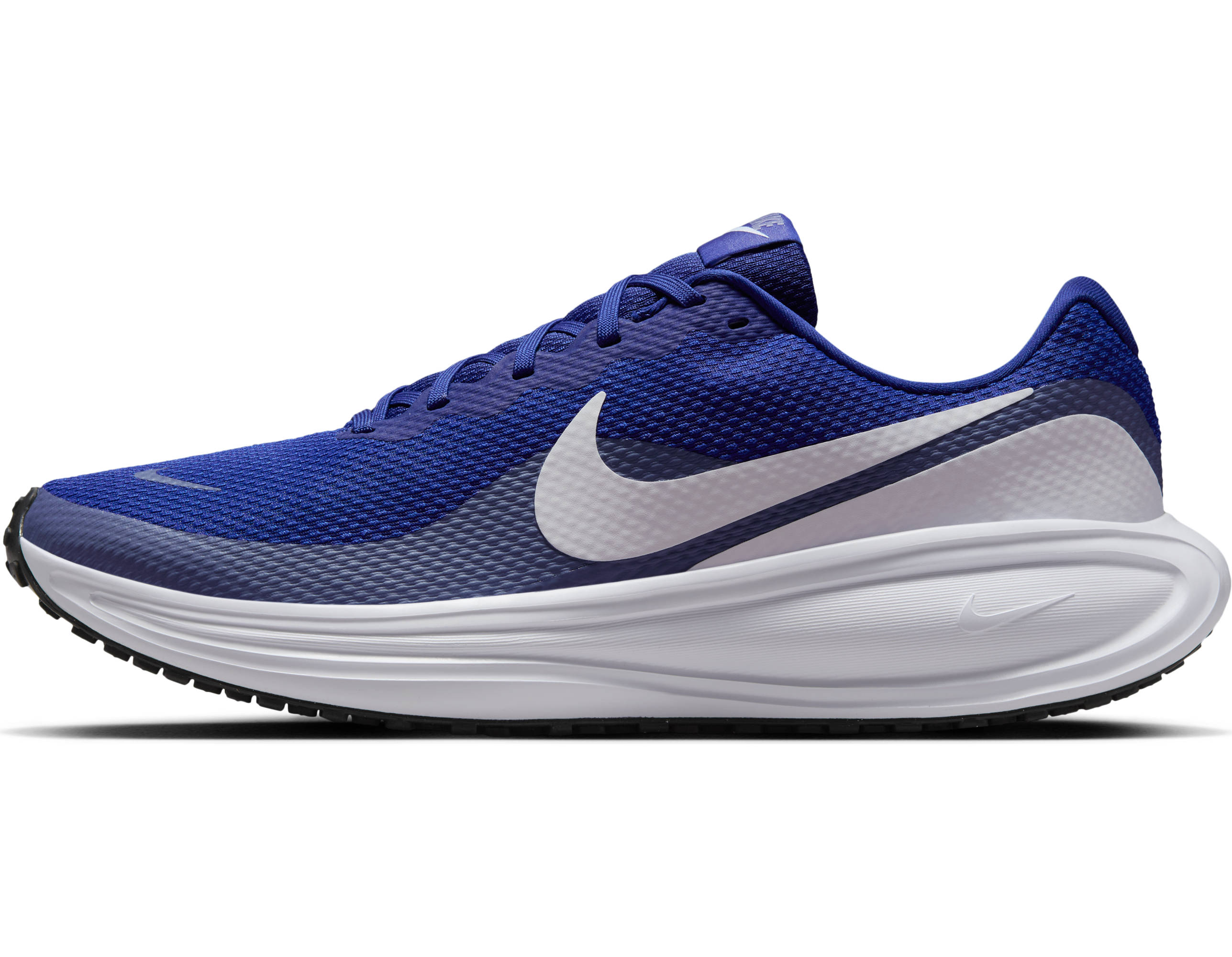 Laufschuh NIKE "NIKE REVOLUTION 8", Herren, Gr. 45, deep royal blau, weiß, world indigo, schwarz, Synthetik, Textil, Schuhe Laufschuh