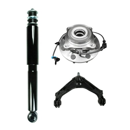 Set of 3 Front Upper Wheel Hub Bearing Assembly-Control Arm Ball Joint-Shock Absorber For 2001-2003 GMC Sierra 3500