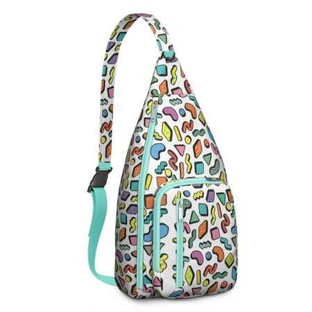 Chic Graffiti Art Chest Bag - Urban Pop Art Print Sling Backpack with Adjustable Strap (Edgy Aesthetic Multi-Pocket Organization)