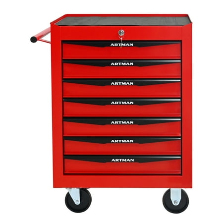 Rolling Metal Tool Chest with 7 Drawers 20 7-Drawer Tool Chest Cabinet with Ball Bearing Drawer Slides Steel Tool Storage Box Organizer