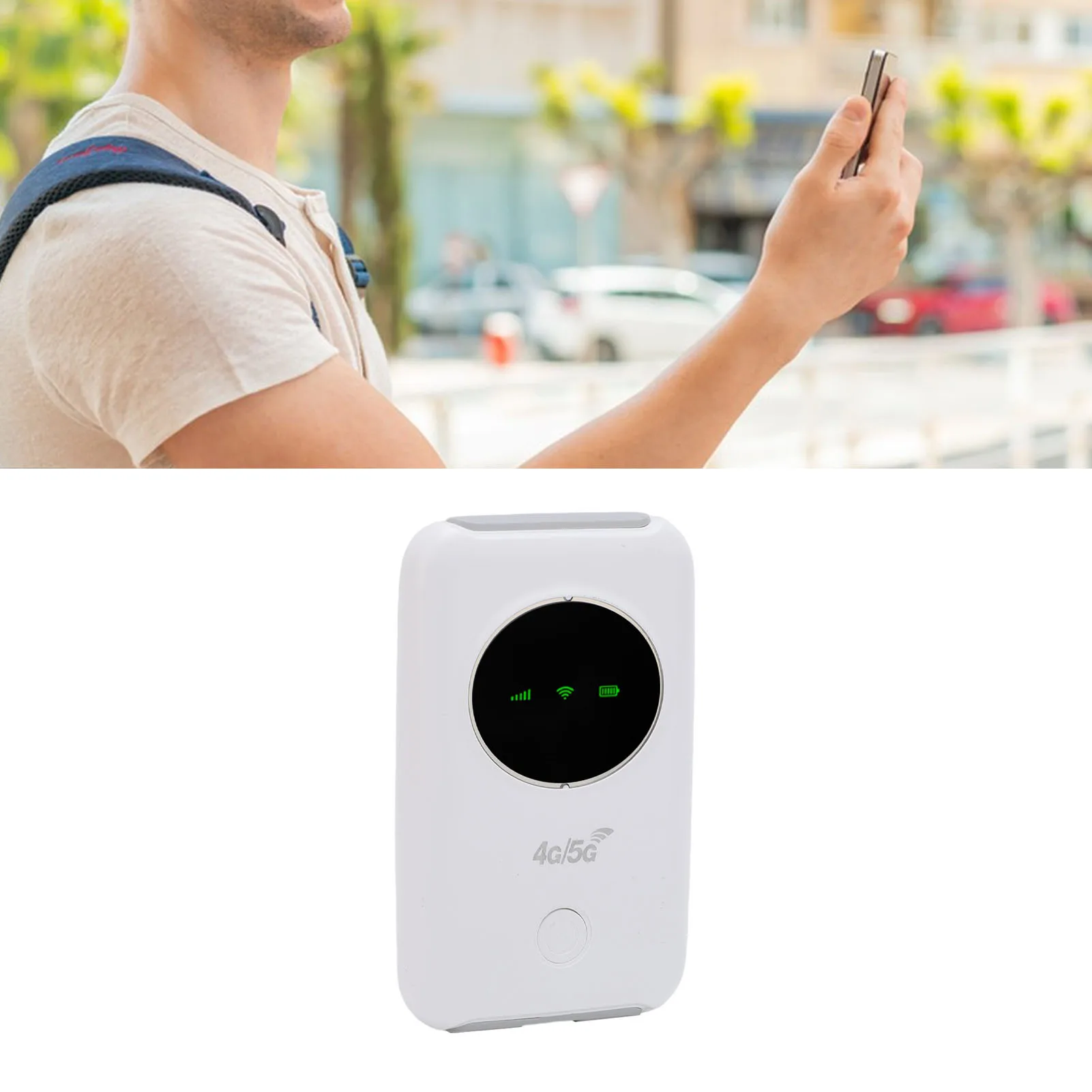 Tragbares WiFi-Hotspot-Gerät, einfache Einrichtung, 300 Mbit/s, 10 Geräte, unterstützt mobiler 4G LTE-Hotspot mit SIM-Kartensteckplatz für Geschäftsreisen Image