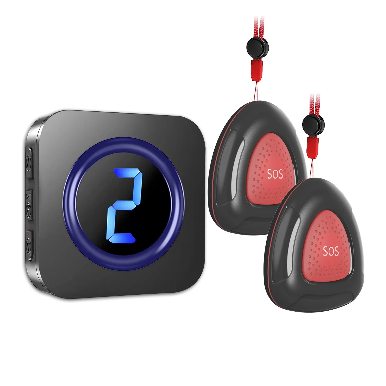 Pflegepersonal-Pager, kabelloser Ruftaste, Monitore für ältere Menschen mit Vibration, Digitalanzeige, Erinnerung an niedrigen Stromverbrauch, Anruf der Krankenschwester-Alarmtaste Image