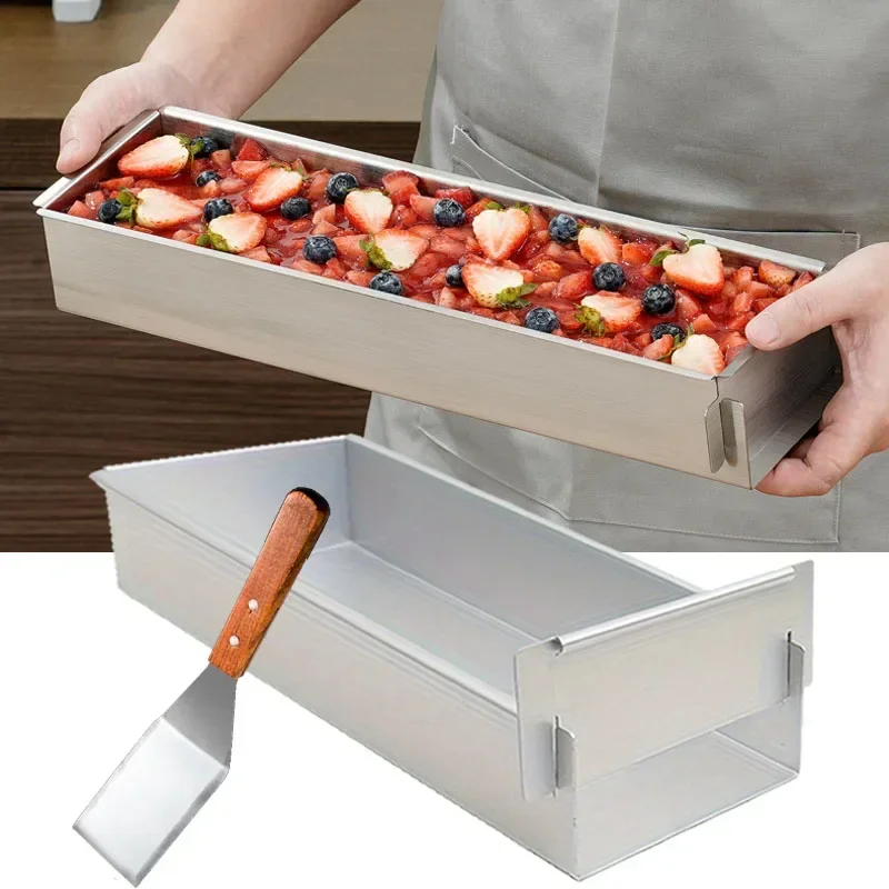 Tiramisu Kuchenform, abnehmbar, rechteckig, antihaftbeschichtet, Edelstahl, DIY Kuchen-Mousse-Form, Tiramisus, Backen, professionelle Werkzeuge Image