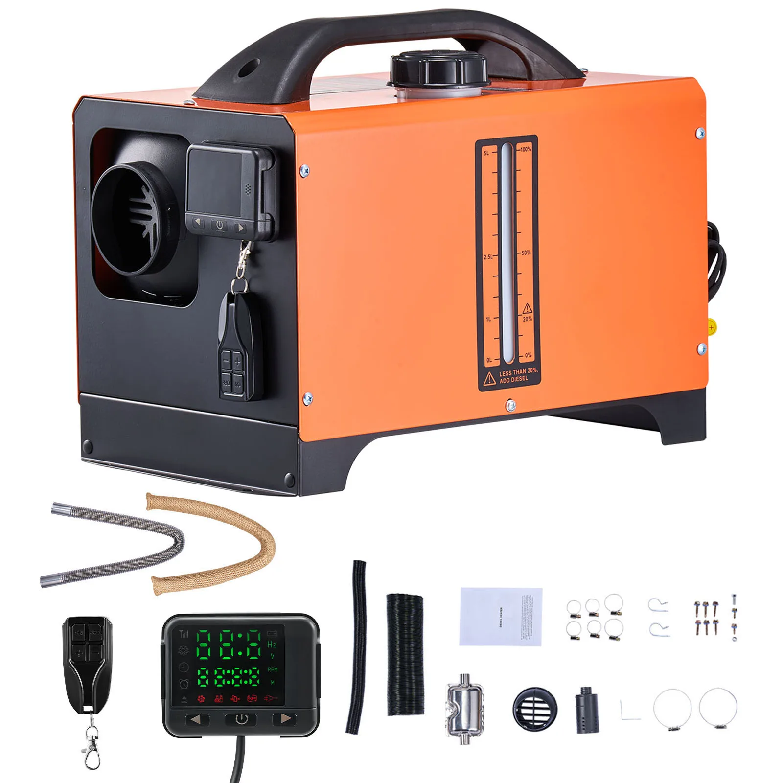 SucceBuy 5/8 kW Diesel-Lufterhitzer, Diesel-Standheizung mit Fernbedienung, geräuscharmer Autoheizer, passend für Wohnmobile, LKWs, Wohnmobile, Boote Image