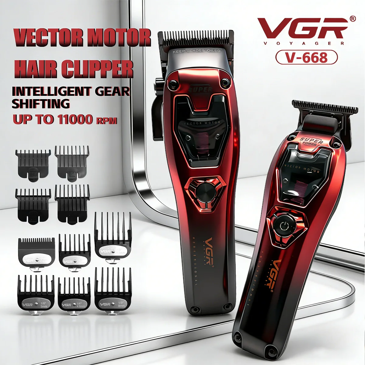 VGR friseur maschine Haarschneidemaschine Professioneller Haarschneider Friseur-Haarschneidemaschine 11000 U/min Haarschneidemaschine Vector-Motor-Trimmer für Männer V-668 Image