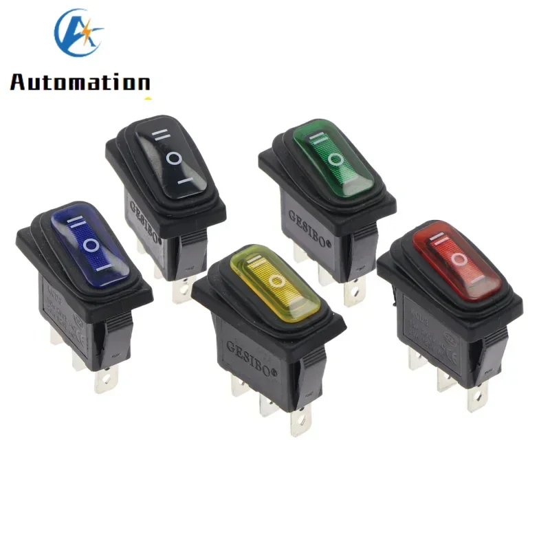 KCD3 Wasserdichter Wippschalter EIN-AUS-EIN 3-polig 3 Positionen, Stromversorgung für elektrische Geräte, 15 A 250 VAC/20 A 125 VAC Image