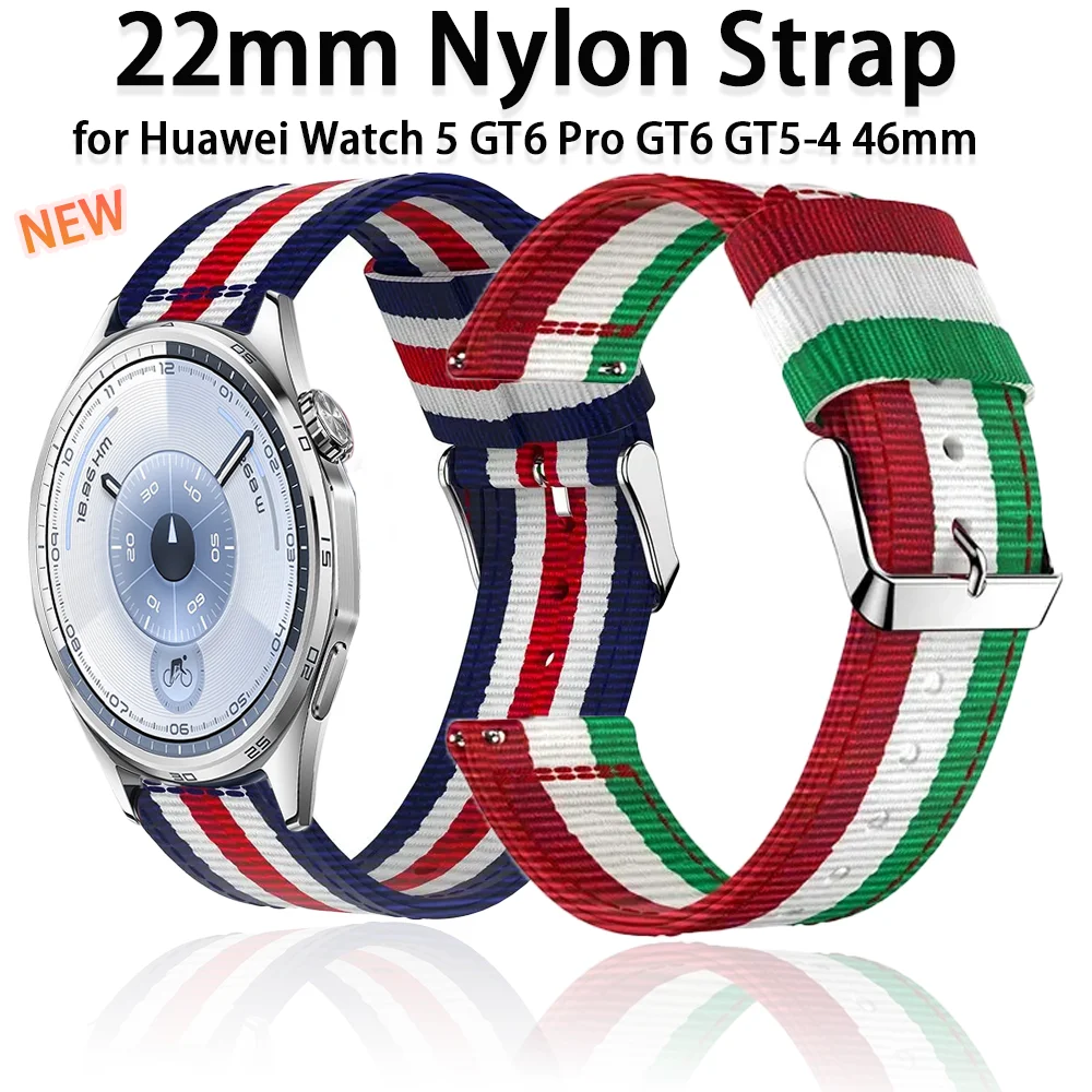 22 mm Nylonarmband für Huawei Watch 5 GT6 Pro GT6 GT5 46 mm, modisches, atmungsaktives Armband, Huawei Watch 4 3 Pro GT4-3 Correa Image