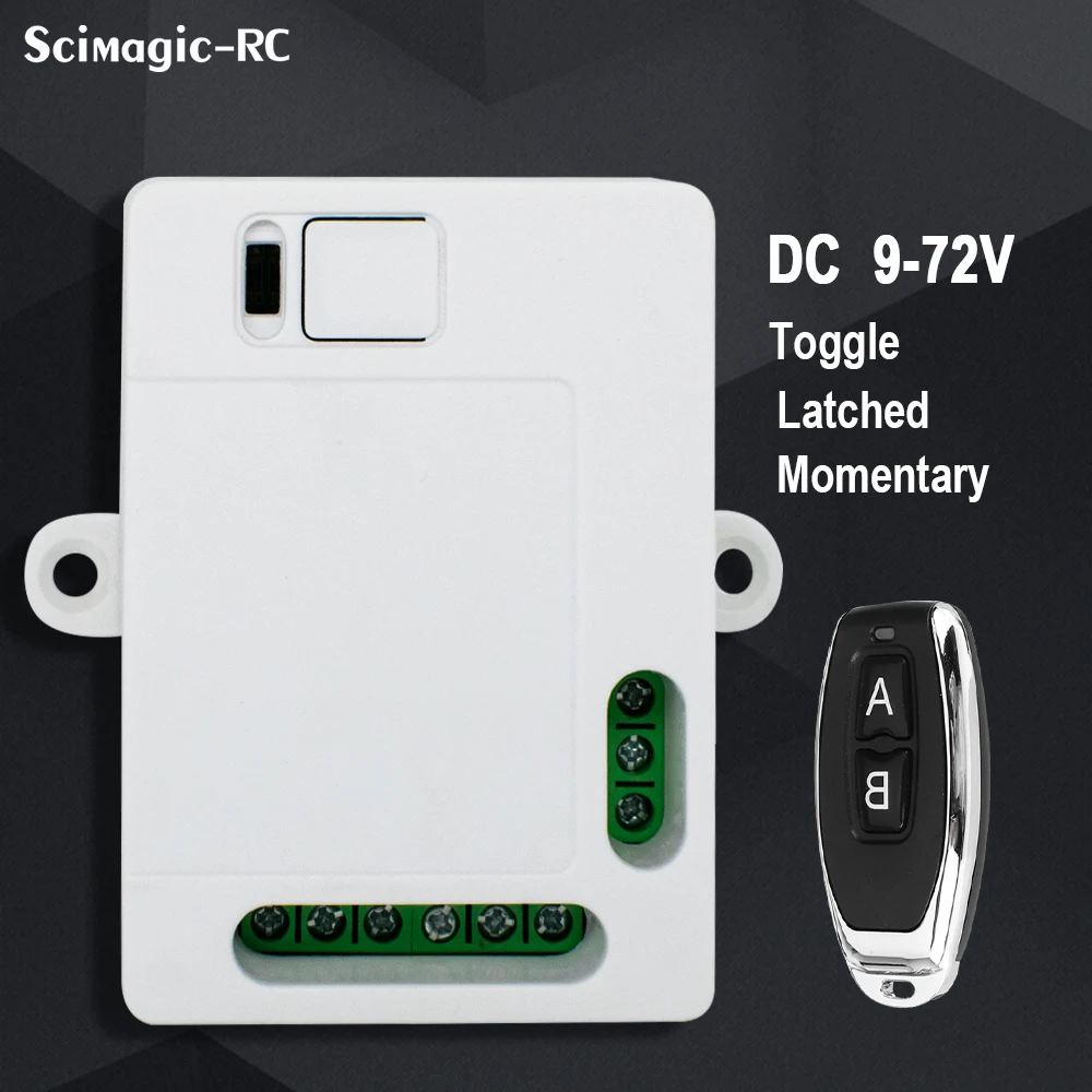 2-Relais-Garagentoröffner mit Endschalter, DC 9–72 V Weitspannungsempfänger und 433 MHz Fernbedienung, für Hochleistungs-Tormotorsteuerung Image