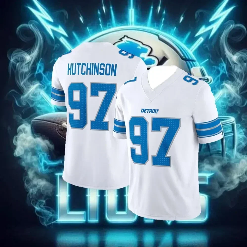 2025 New Men'S T-Shirt American Football Jersey T-Shirt 3d Printing T-Shirt Lion No. 97 Football Jersey Sports T-Shirt