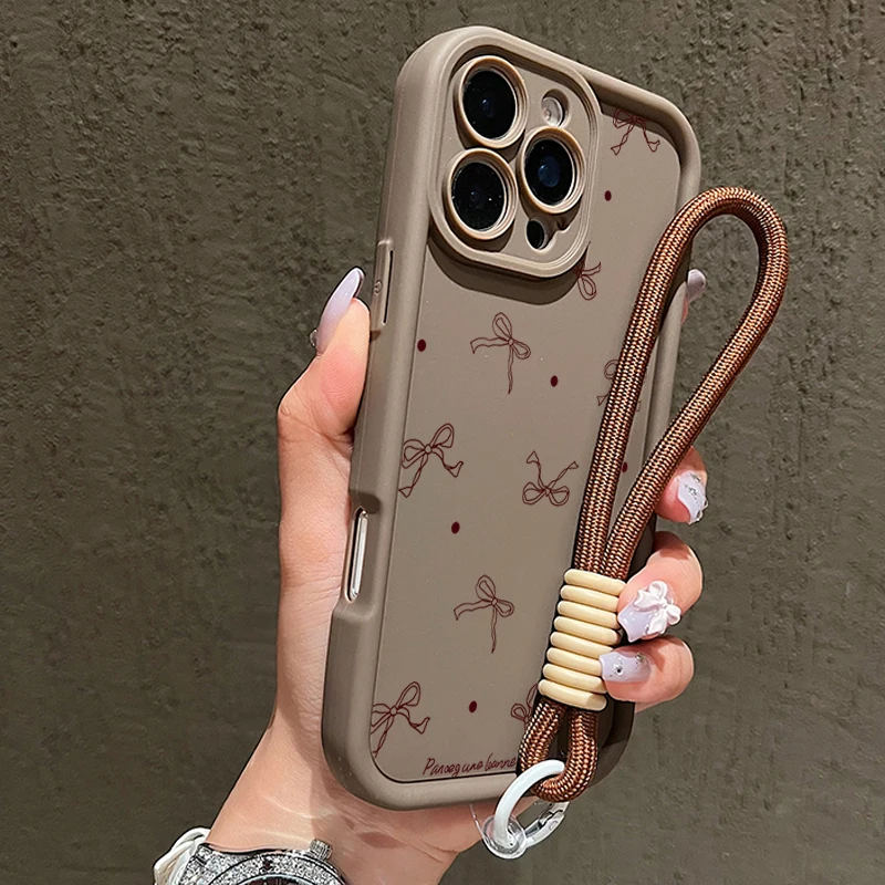 Custodia per telefono con cordino morbido modello fiocco a pois carino per Xiaomi Redmi Note 14 13 12 Pro Plus 5G 13 12S 11S 11 Redmi 12 14C Cover