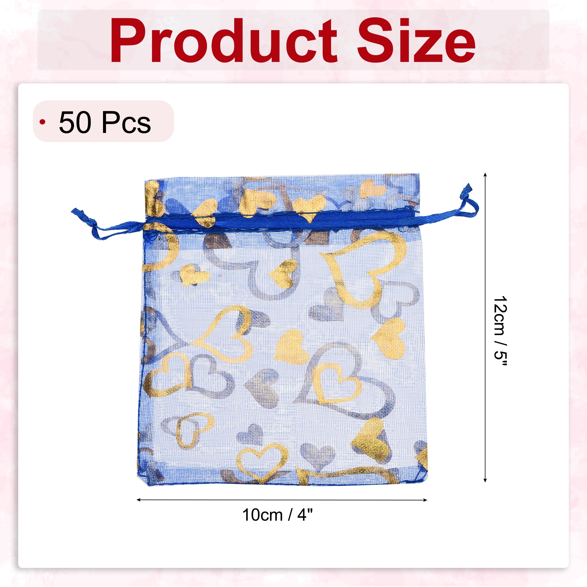 Organza Bag, Sheer Heart Mesh Bags Drawstring Gift Bags Bulk Party Favor Bag Jewelry Pouches