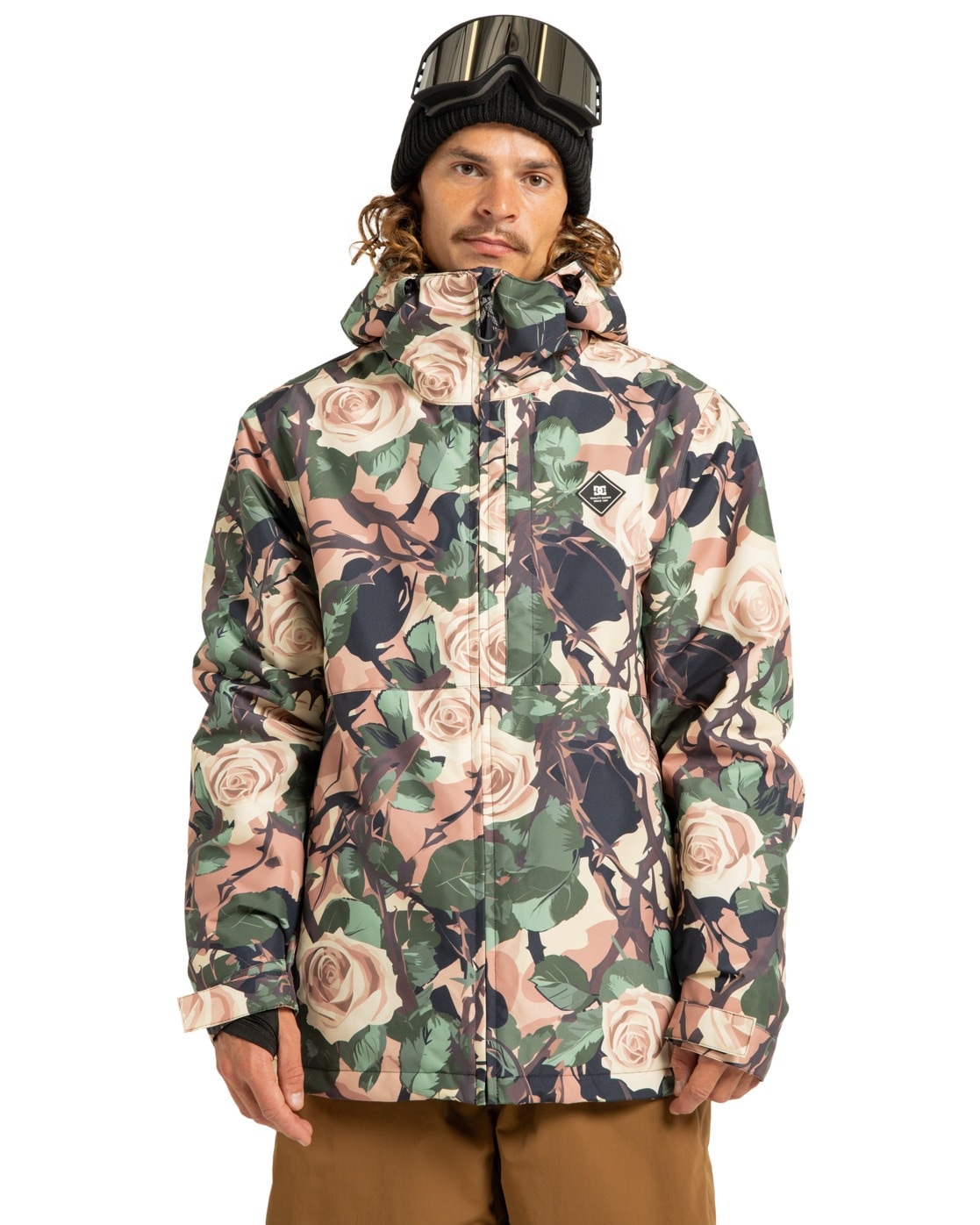 Snowboardjacke DC SHOES "Basis Print 10K", Herren, Gr. XS, rosa (rose and thorn), Obermaterial: 100% Polyester;, Jacken Snowboardjacke