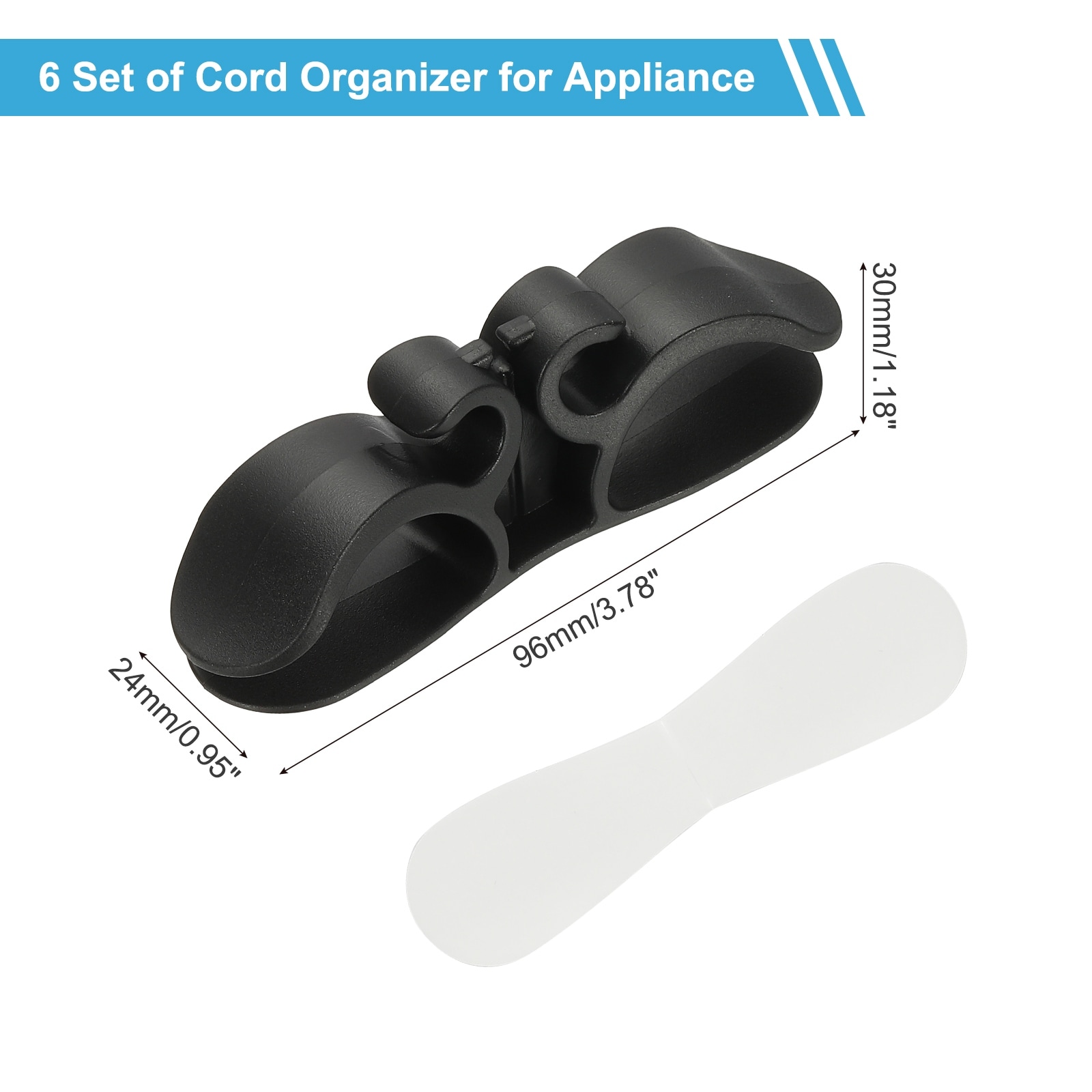 6Pcs Cord Organizer for Appliances, Appliance Cord Organizer, Clear - 96x24mm
