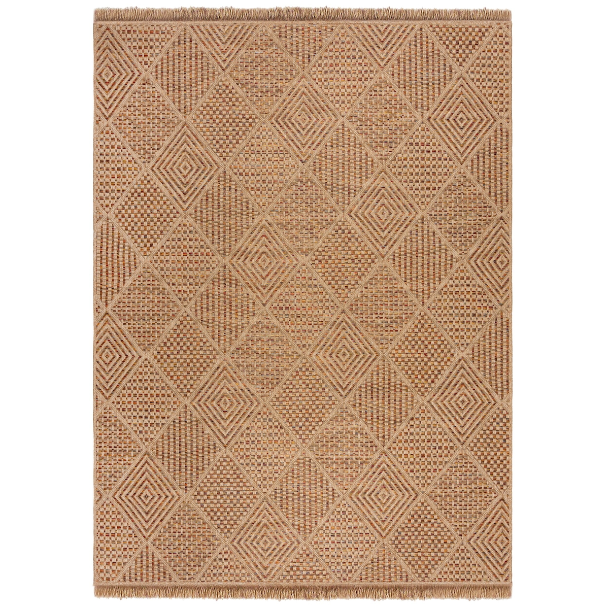 KADIMA DESIGN Outdoor Teppich wetterfest & pflegeleicht | strapazierfähig im Jute-Look mit geometrischem Muster | 200x290cm Image