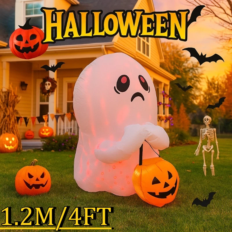 4FT Outdoor Urlaub Dekorationen Aufblasbare Modell Halloween Schlechte Geist Bunte Lichter Aufblasbare Modell Ornament Party Garten Image