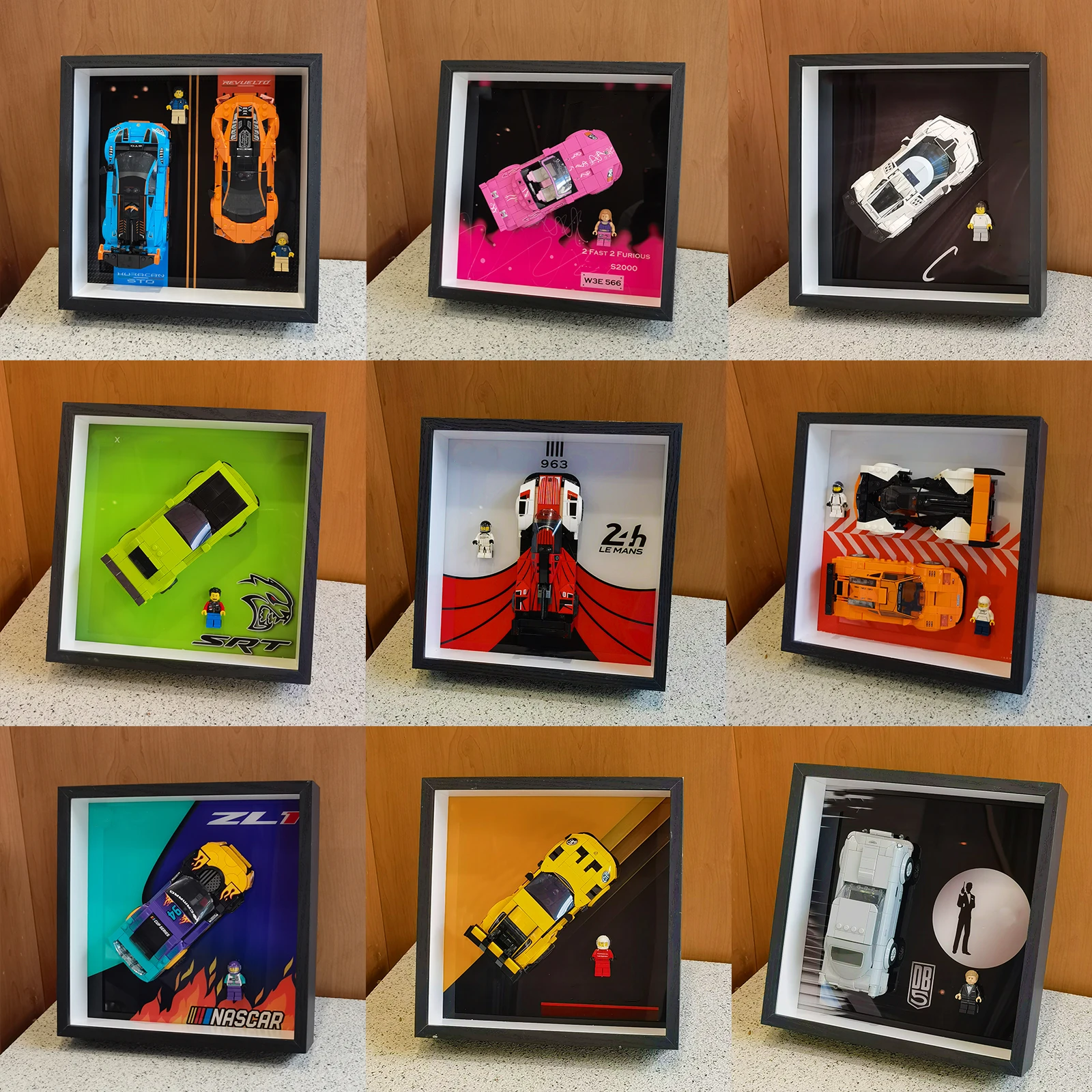 Displayrahmenbox für LEGO Speed   Champions-Serie 77237,77238,77239,77240,77241 – Sammler-Miniracers, staubdichter Stauraum Image