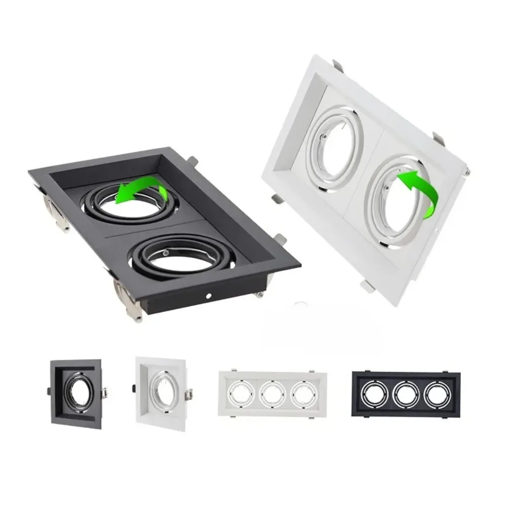 JOYINLED Einbau-Spot Quadratisch Verstellbar aus Bambus, GU10/MR16 Halterung für LED und Halogen, Moderne Deckenleuchte Schwarz
