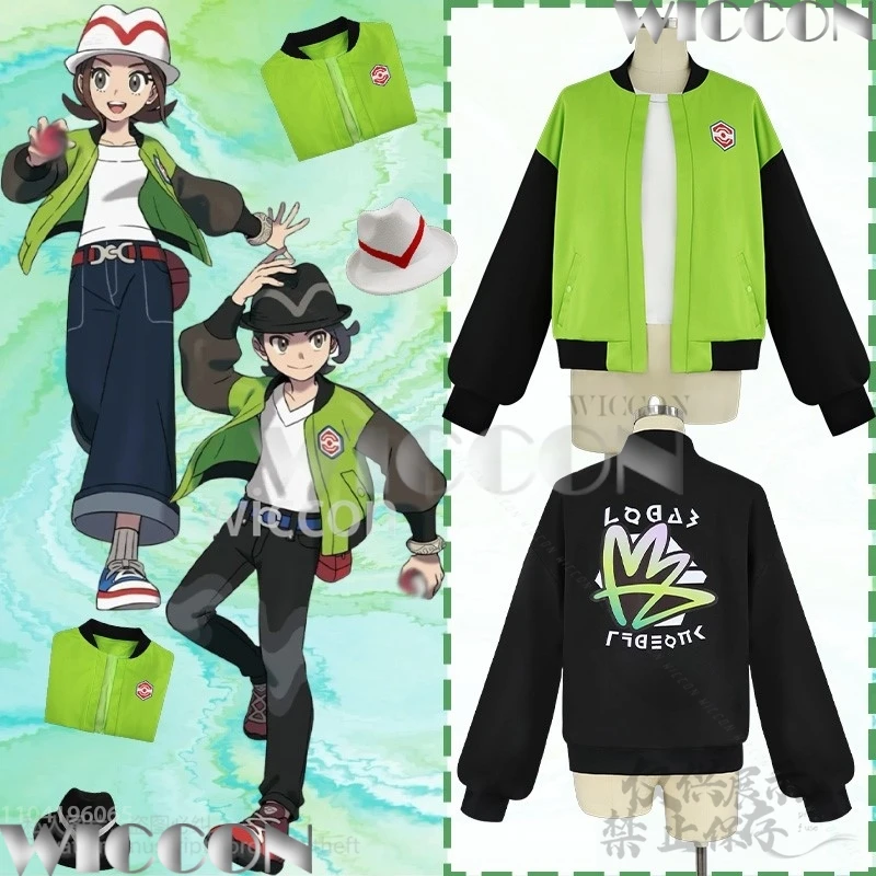 Spiel ZA Mon Cosplay Held Heldin Grün Schwarz Punk Hip-Hop Baseball Jacke Weiß Schwarz Hut Halloween Party Geschenke Comic Con Outfit
