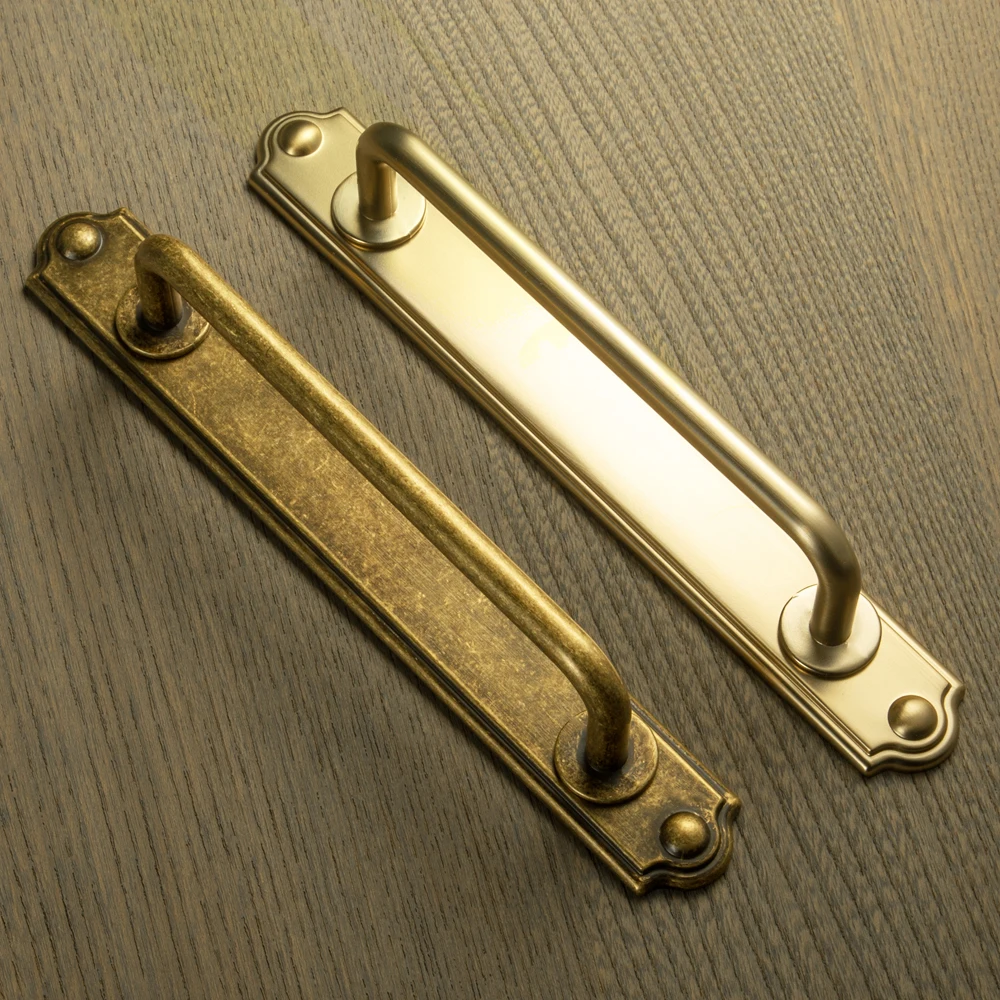 Goo-Ki Schrankknöpfe und Griffe aus antikem Messing mit Rückplatte für Schubladenküche, Hardware aus antikem Messing und Zinklegierung