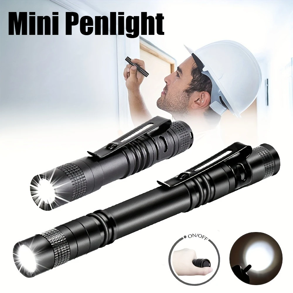 Kleine Mini-LED-Taschenlampe, tragbare Stiftleuchte, Taschenlampe, taktische Taschenlampe mit tragbarem Stiftclip, Outdoor-Hut-Clip-Stirnlampe Image