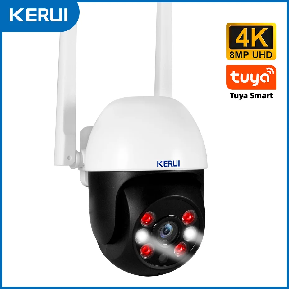 KERUI 5MP 8MP 4K PTZ WiFi IP Drahtlose Kamera Tuya Smart Outdoor Home Security Dual Objektiv 10MP 5K Kamera CCTV Video Überwachung Image