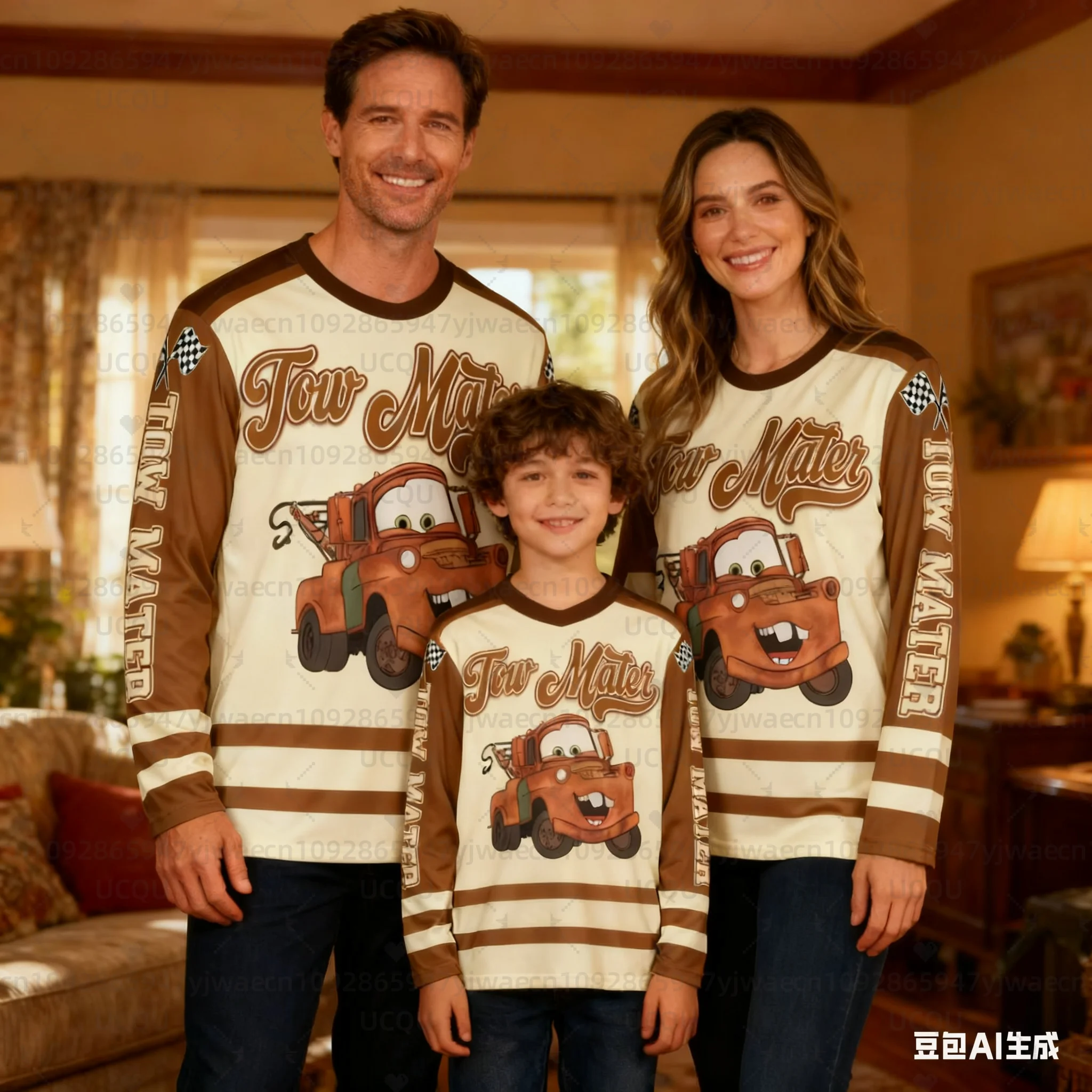 Lightning McQueen The Cars Hocky Player Jersey Athleisure Langarm-T-Shirt für Erwachsene und Kinder, schnell trocknendes, bequemes, weiches T-Shirt Image