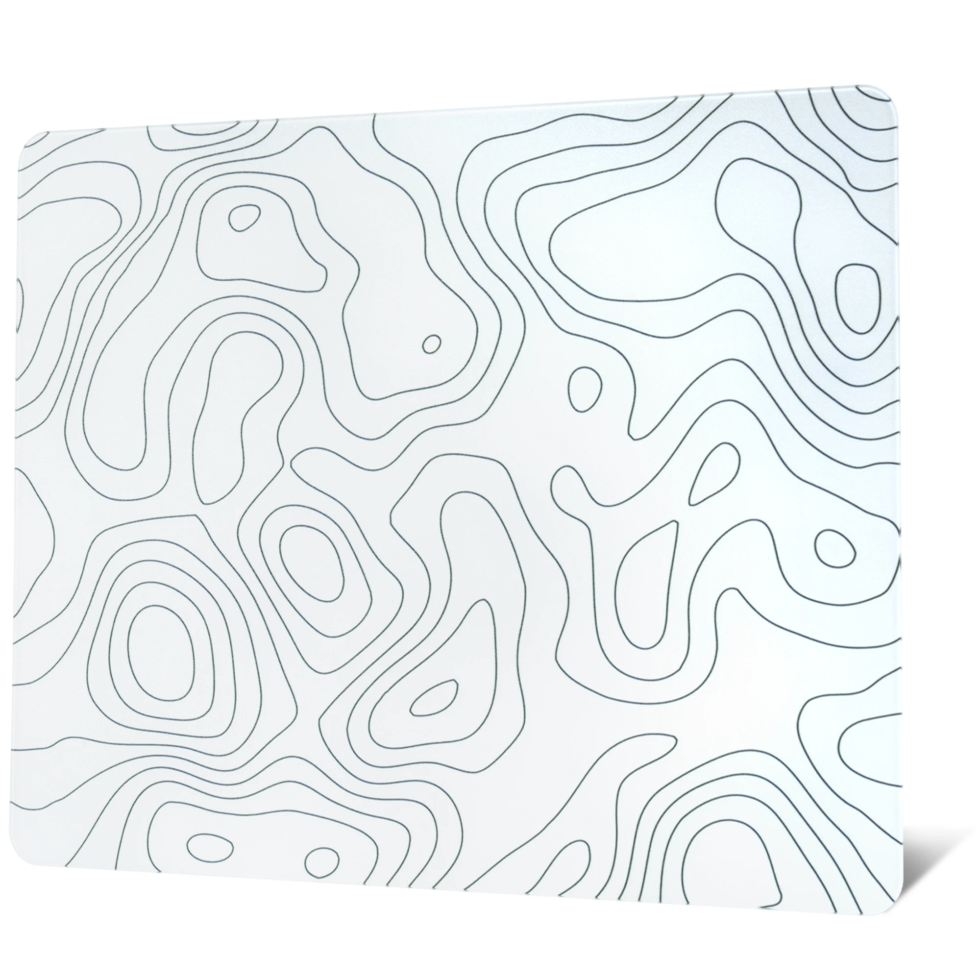 XVX Weißes Glas-Mauspad, topografische Karte, großes Glas-Gaming-Mauspad, hartes Mauspad für Geschwindigkeit und Präzision, geeignet für Spiele Image