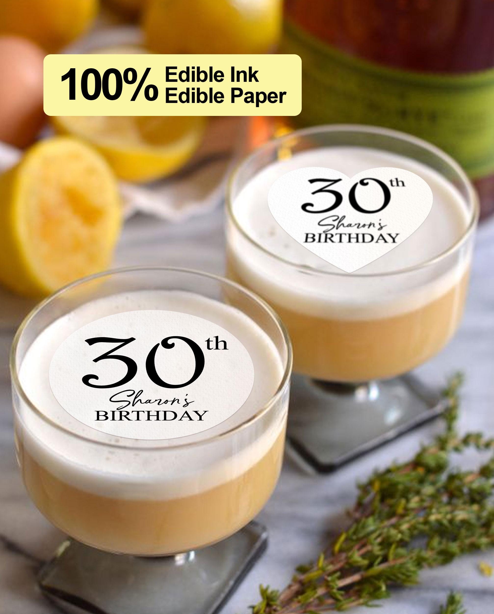 Decorazioni commestibili per bevande di compleanno, decorazioni commestibili personalizzate per cocktail, decorazioni per feste di 30o, 40o e 50o comp