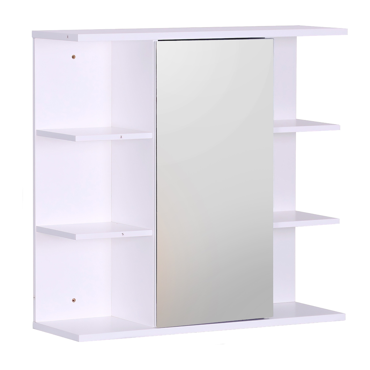 Relaxdays Spiegelschrank, 6 Ablagen, 2 Innenfächer, HxBxT: 64 x 62 x 21 cm, Wandmontage, Bad Hängeschrank, blaugrau Image