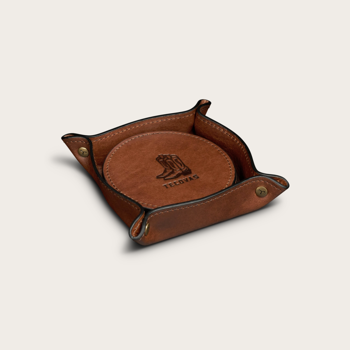 Tecovas Bartlett Coaster 4 Pack, Cognac, Cowhide