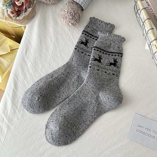 Damen Crew Socken Dicke warme Wintersocken Outdoor Täglich Ferien Tiermotiv Wolle Basic Klassisch Lässig Elastisch Warm 1 Paar Image