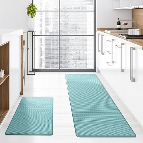 Läuferteppich für Flur Küche dicker Leder wasserdicht weich rutschfest waschbar ölbeständig langer Teppich leicht zu reinigen Wohnküche Dekoration Image