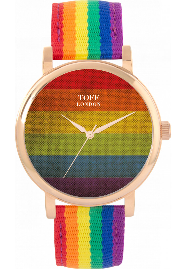 Toff London Womens TLWS-70827 38mm Pride Vintage Rainbow Watch - Rose Gold - One Size | Toff London Sale | Discount Designer Brands