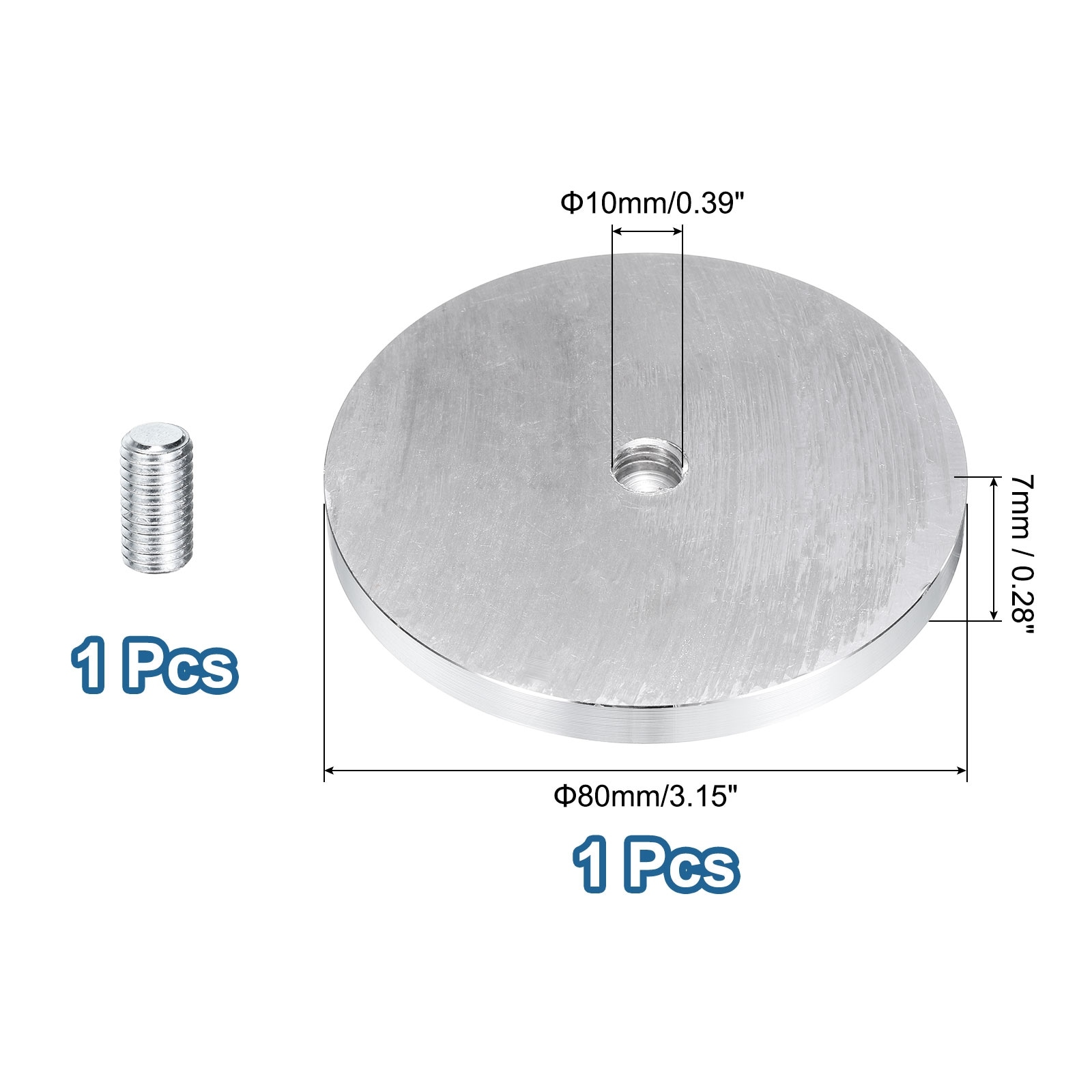 4pcs M6 Thread 20mm Diameter Round Shape Aluminum Disc Hardware, Silver