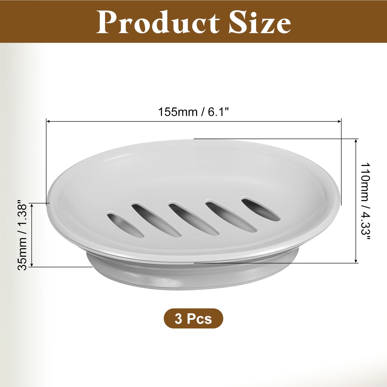 Soap Container, Plastic Soap Dish with Drain, Removable Double Compartment Soap Holder for Bathroom, Shower, Kitchen