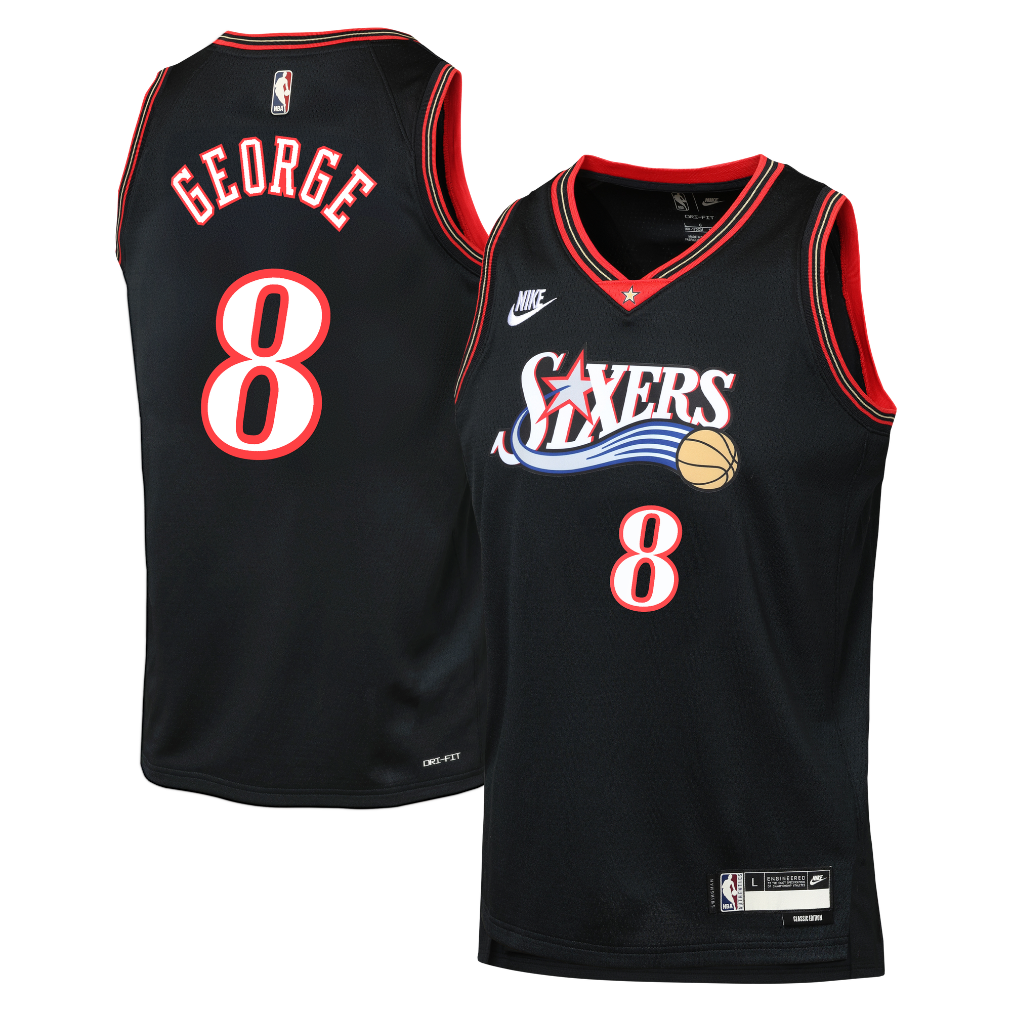 Maillot Nike Édition Classique des Philadelphia 76ers - Noir - Paul George - Jeune - unisexe Taille: S (8)