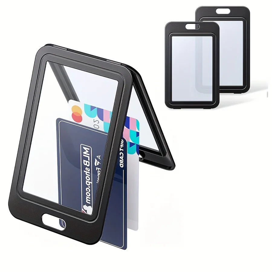 1 pz porta badge per dipendenti in plastica porta carte retrattile trasparente su due lati porta badge per personale dell'ufficio