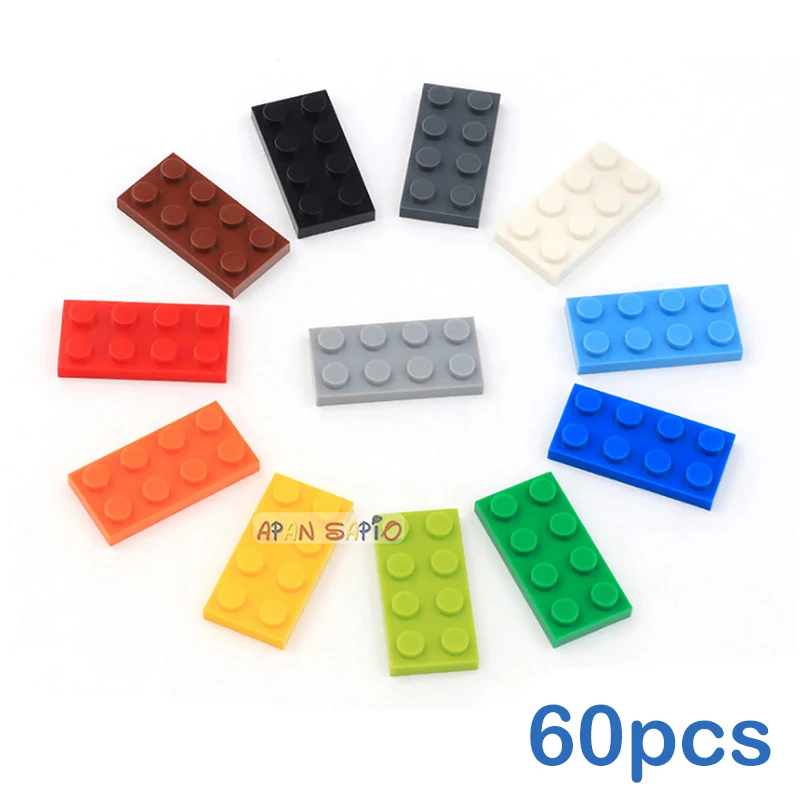 60 pz FAI DA TE Building Blocks Figura Sottile Mattoni 2x4 Punti Educativi Formato Creativo Compatibile Con 3020 Giocattoli di Plastica per I Bambini